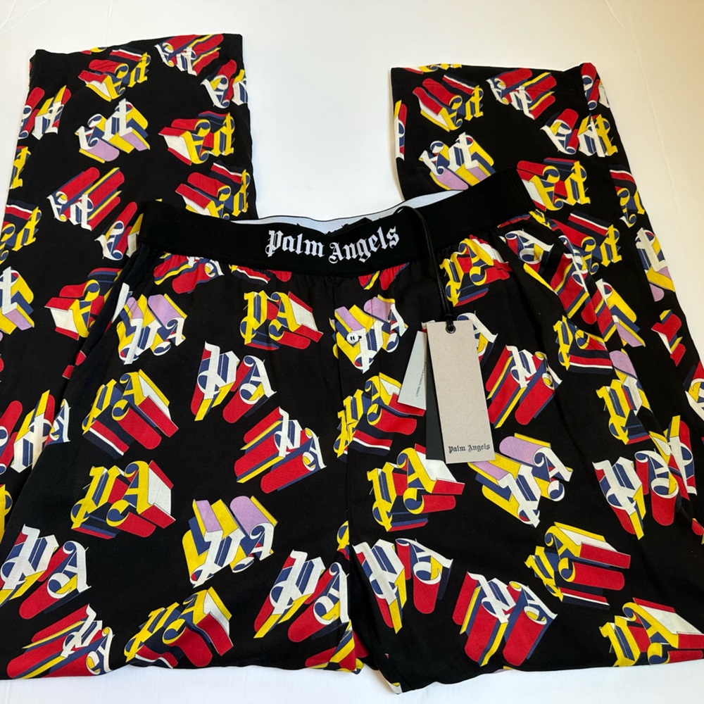 Palm Angels 3D Logo Print Straight-Leg Pajama Pants *NEW*